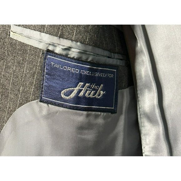 VTG The Hub Men's Blazer 2 Button Gray 100% Wool Sport Coat SZ Unknown - Picture 6 of 9
